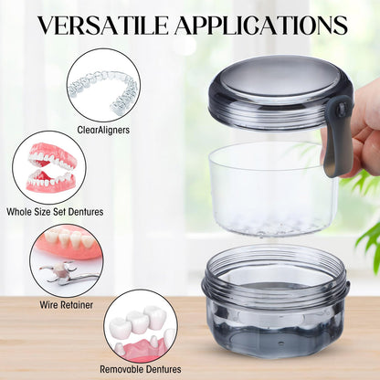 Sieral 6 Pcs Denture Case – Leak-Proof Travel Cup for Dentures & Retainers
