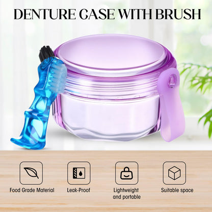Sieral 6 Pcs Denture Case – Leak-Proof Travel Cup for Dentures & Retainers