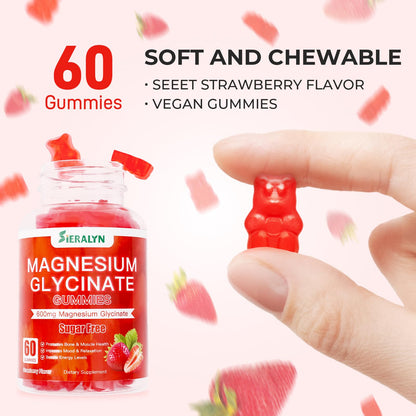 Sieralyn Magnesium Glycinate Gummies 600mg – Sugar Free, Vegan, Gluten Free | 120 Count