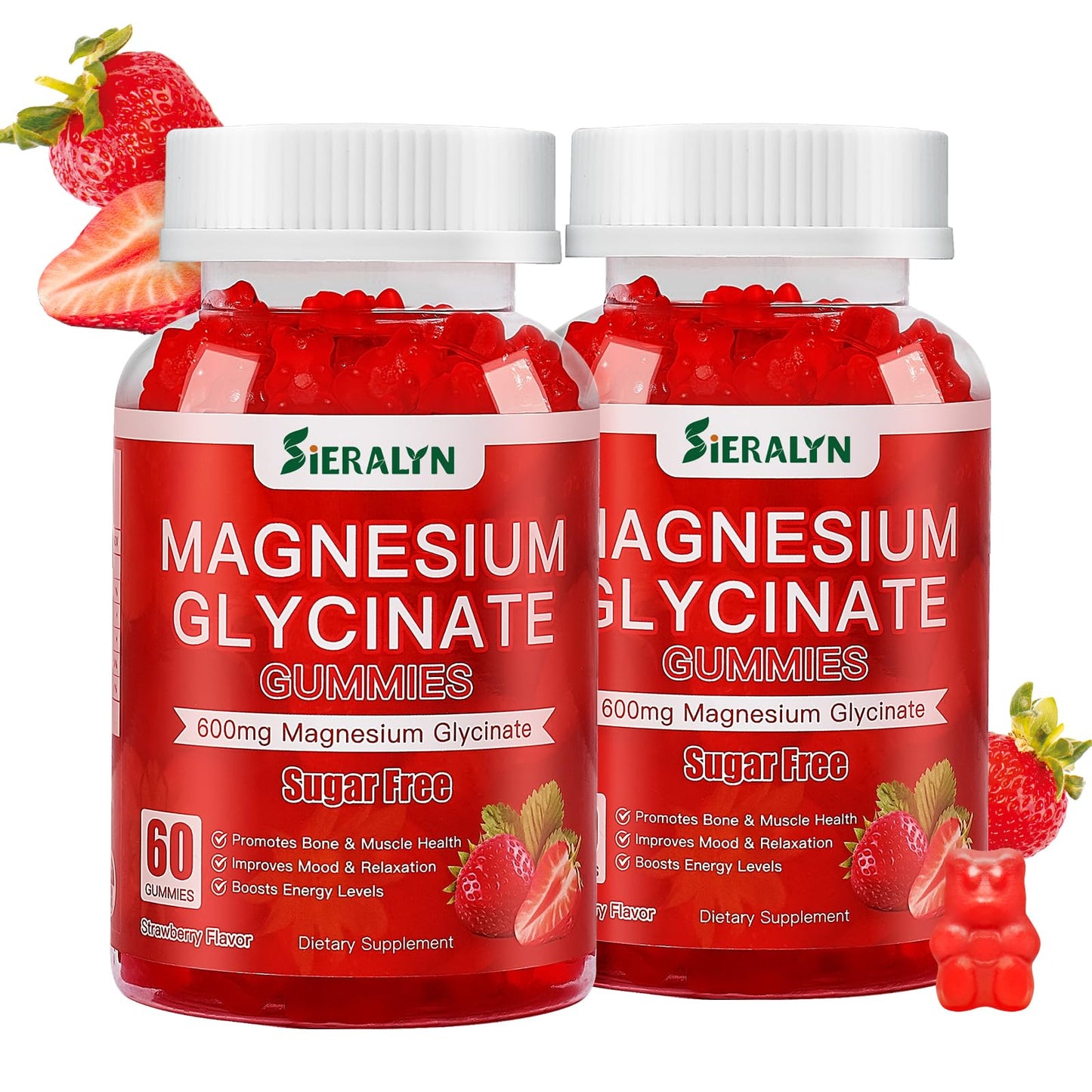 Sieralyn Magnesium Glycinate Gummies 600mg – Sugar Free, Vegan, Gluten Free | 120 Count