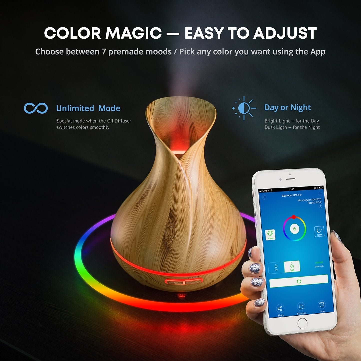 Sierra Modern Home Smart WiFi Diffuser – Alexa & Google Home – 400ml