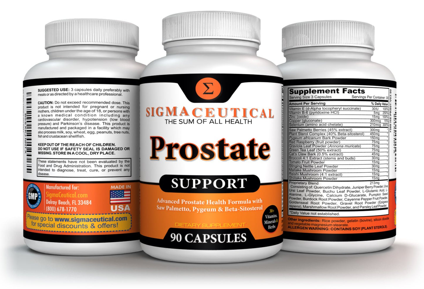 Sigmaceutical Prostate Support Complex – Saw Palmetto, Beta Sitosterol & Pygeum Bark – 90 Capsules