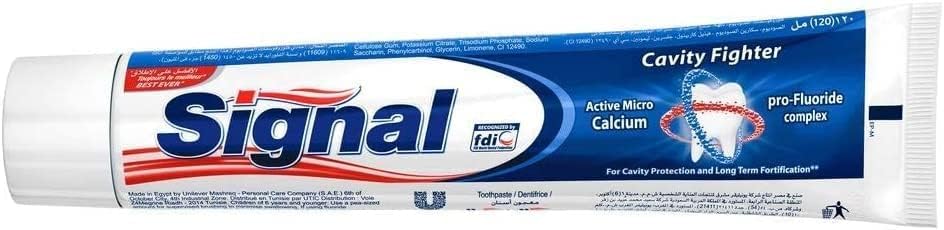 Signal Anti Caries Toothpaste – Cavity Fighter with Pro Fluoride & Active Micro Calcium (2 Box Pack, 4.23 oz / 120 ml each)
