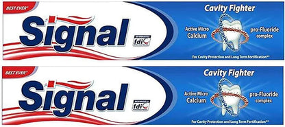 Signal Anti Caries Toothpaste – Cavity Fighter with Pro Fluoride & Active Micro Calcium (2 Box Pack, 4.23 oz / 120 ml each)