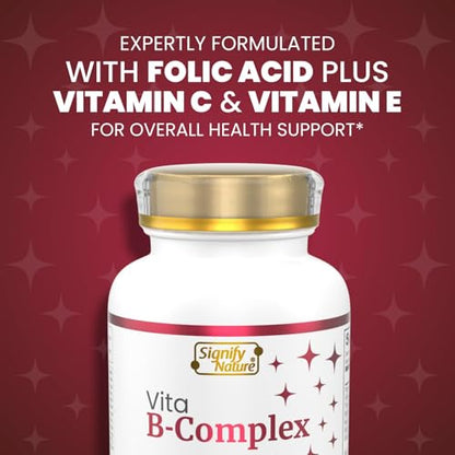 SIGNIFY NATURE VitaBComplex with Vitamin C & E – B Complex Vitamins for Women & Men, 60 Softgels