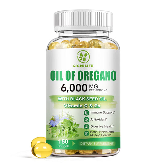 SIGNILIFE Oil of Oregano with Black Seed Oil - 6000mg, 150 Softgels for Immune Support BritishVita | Premium UK Vitamins & Wellness Supplements