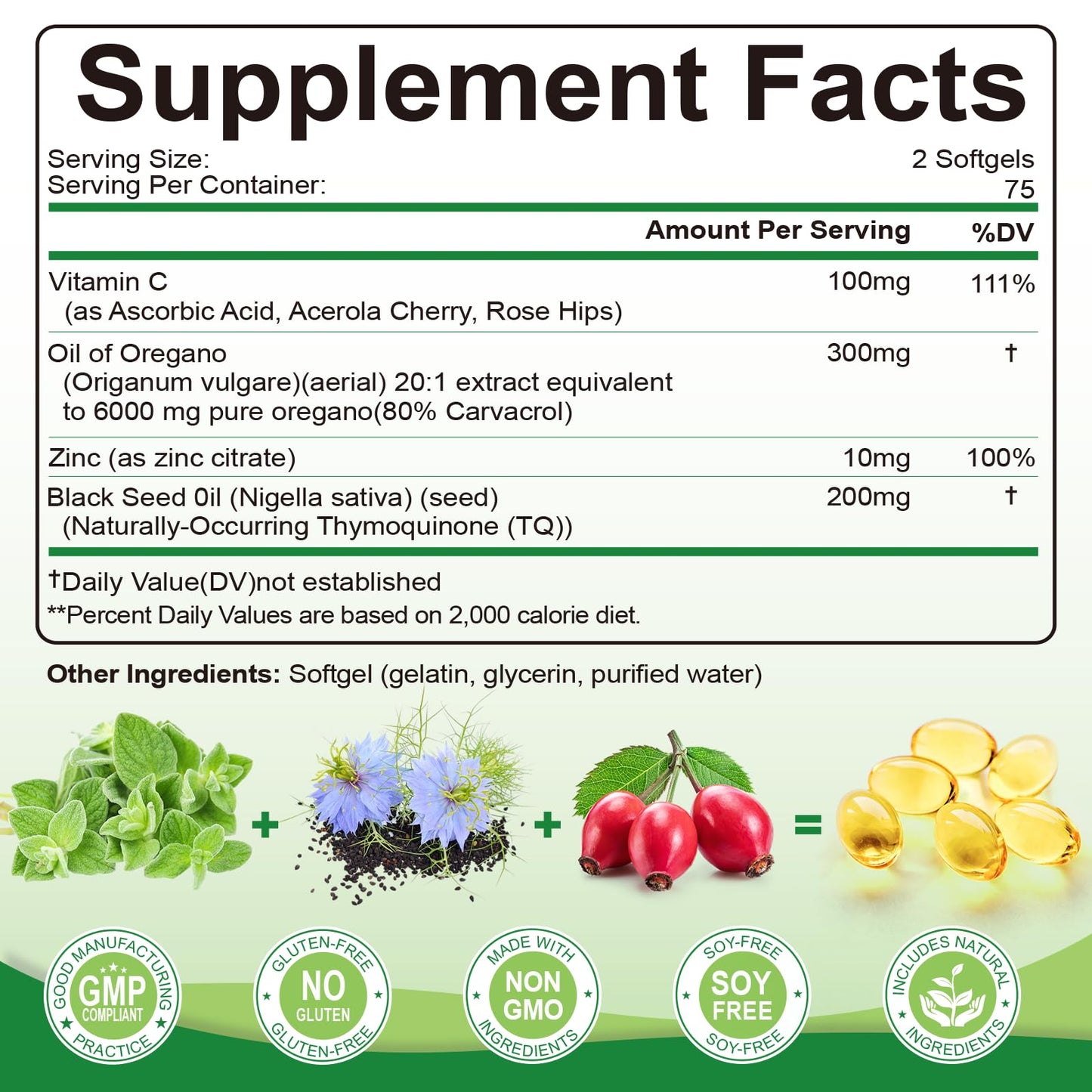 SIGNILIFE Oil of Oregano with Black Seed Oil - 6000mg, 150 Softgels for Immune Support