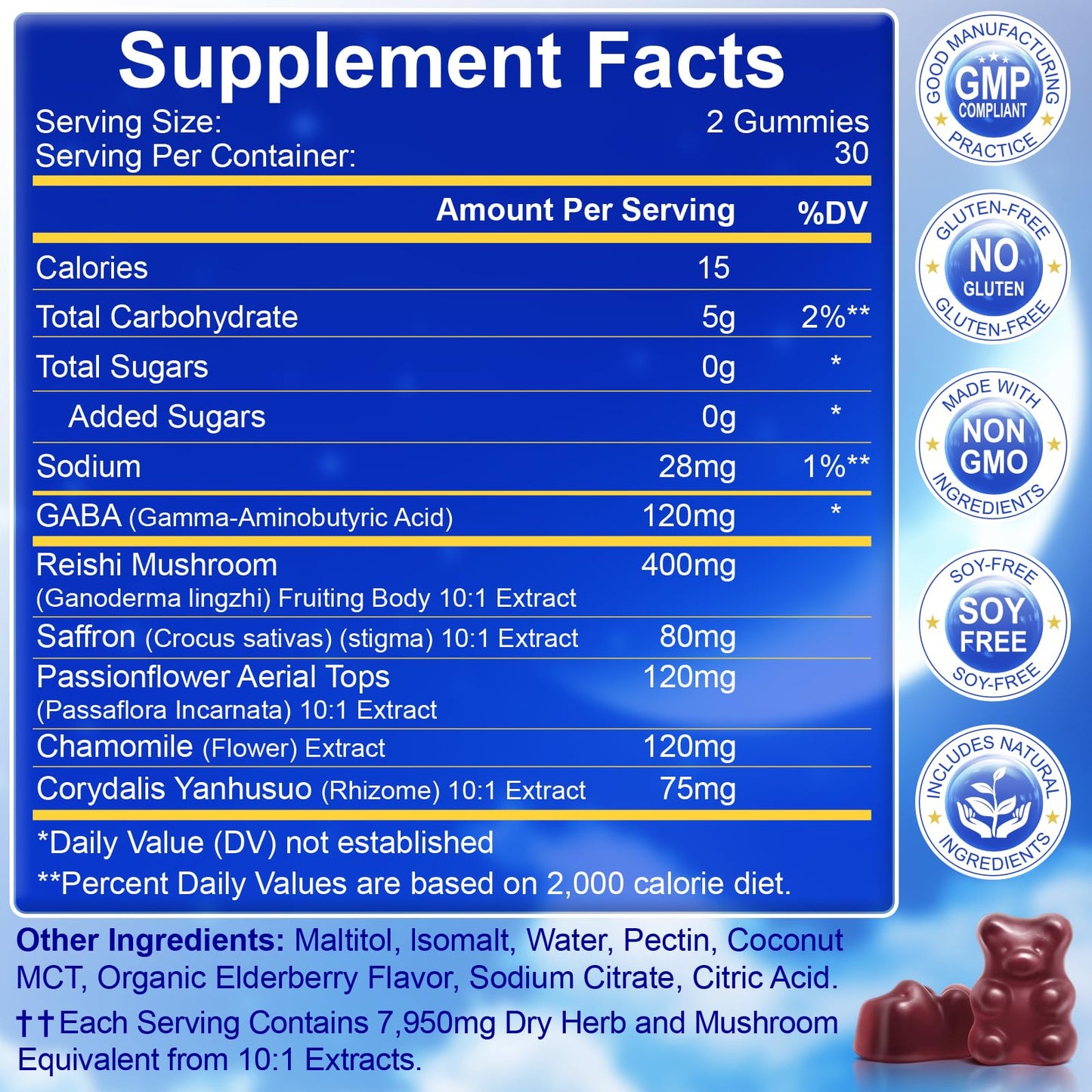 SIGNILIFE Sleep Mushroom Gummies with Reishi & Lions Mane – Natural Sleep Aid, Elderberry Flavor, Non-GMO, No Sugar, 60 Count