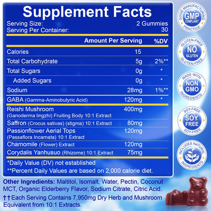 SIGNILIFE Sleep Mushroom Gummies with Reishi & Lions Mane – Natural Sleep Aid, Elderberry Flavor, Non-GMO, No Sugar, 60 Count