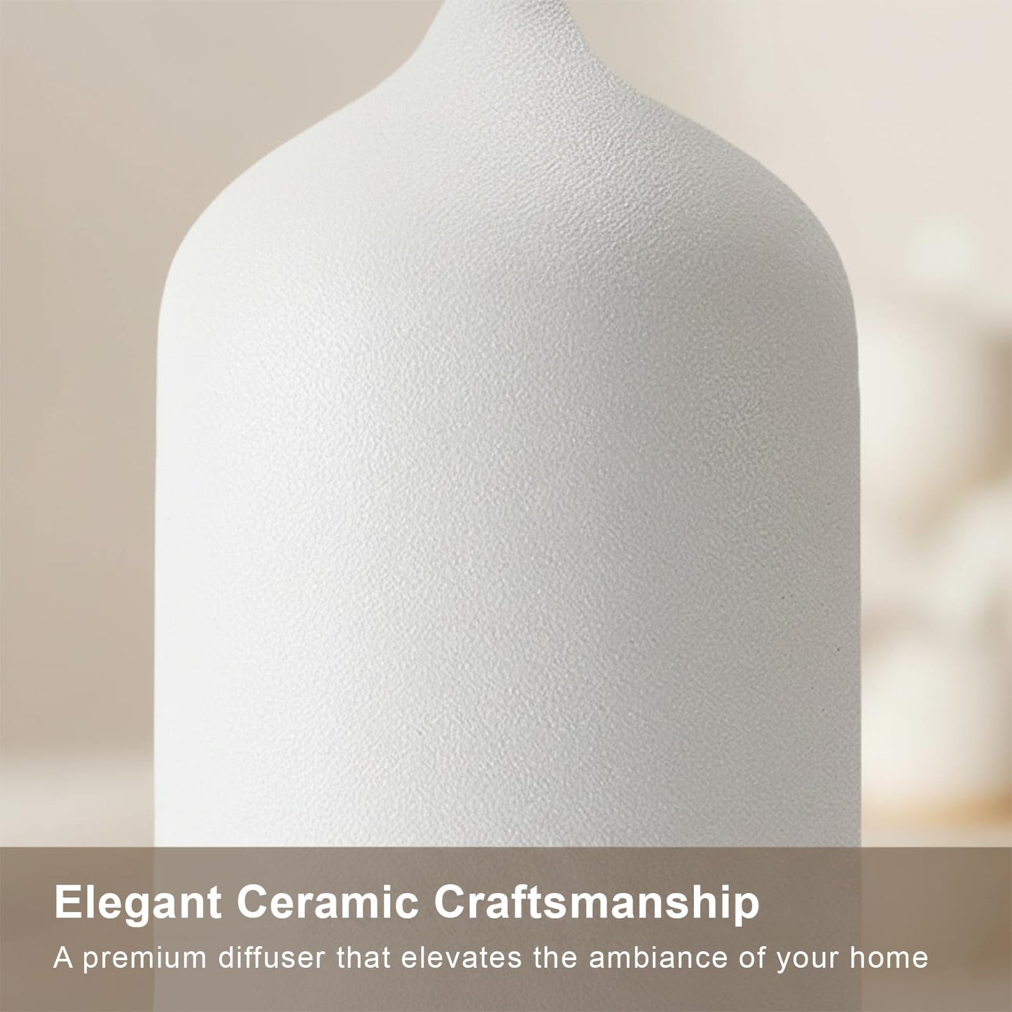 SIHUADON Ceramic Essential Oil Diffuser - 250ml Ultrasonic Humidifier, 7-Color Night Light & Timers