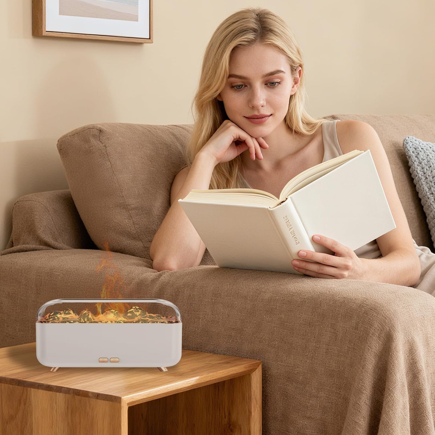 SIHUADON Essential Oil Diffuser – 300ml Flame Effect, Quiet Humidifier & 7-Color Night Light