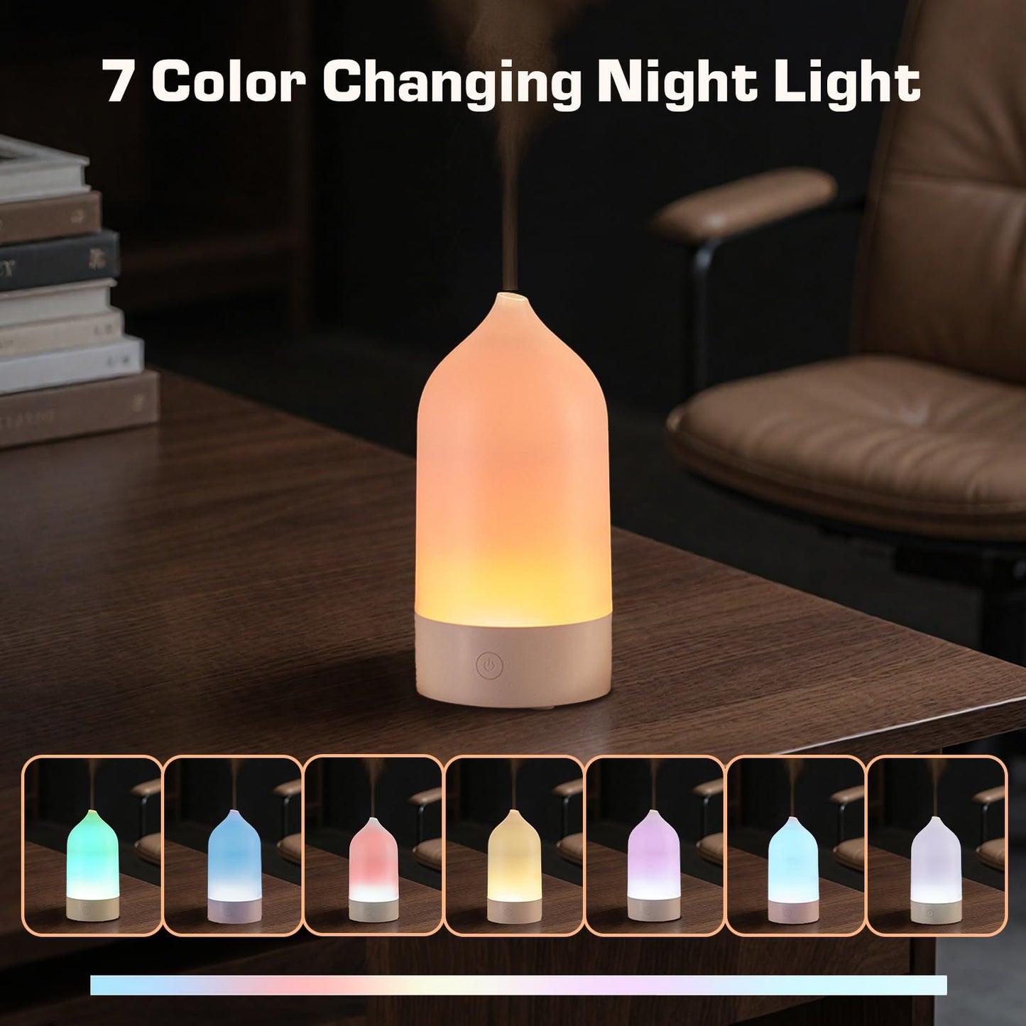 SIHUADON Essential Oil Diffuser 120ml – 3-in-1 Ultrasonic Humidifier with 7-Color Night Lights