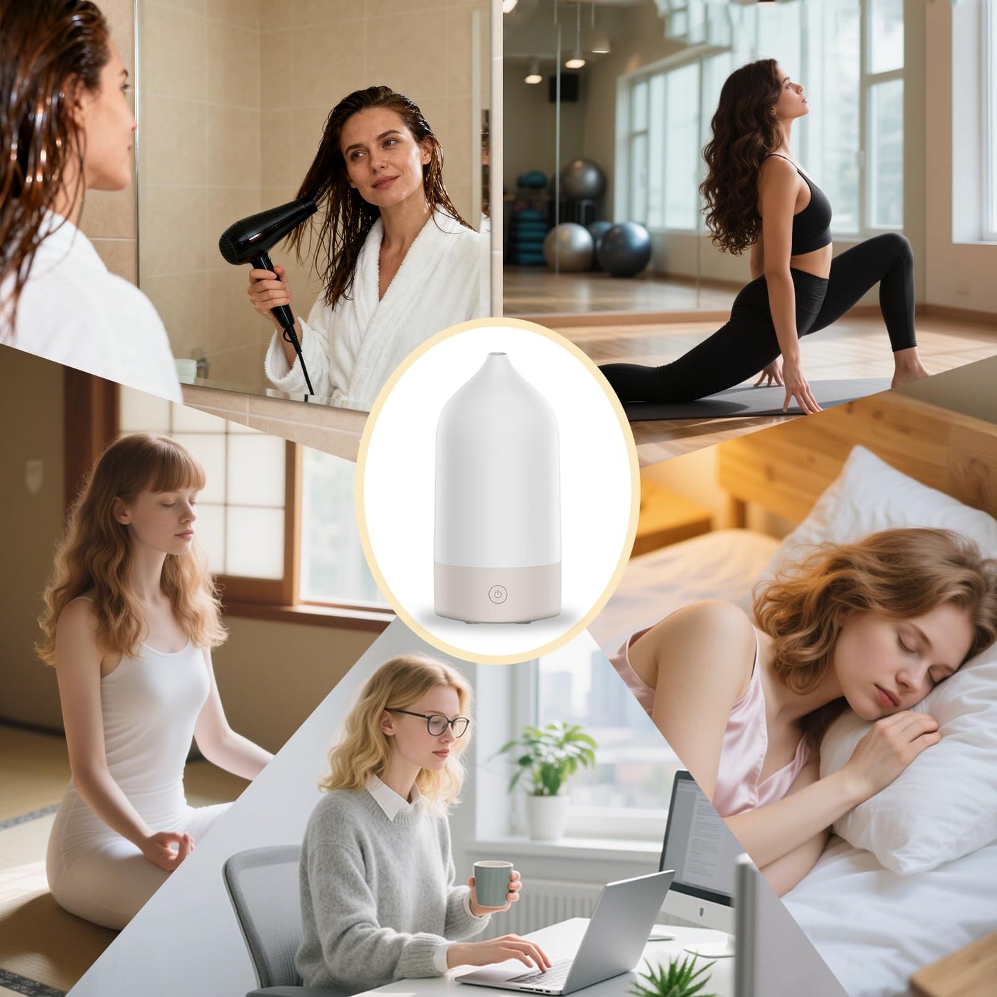 SIHUADON Essential Oil Diffuser 120ml – 3-in-1 Ultrasonic Humidifier with 7-Color Night Lights