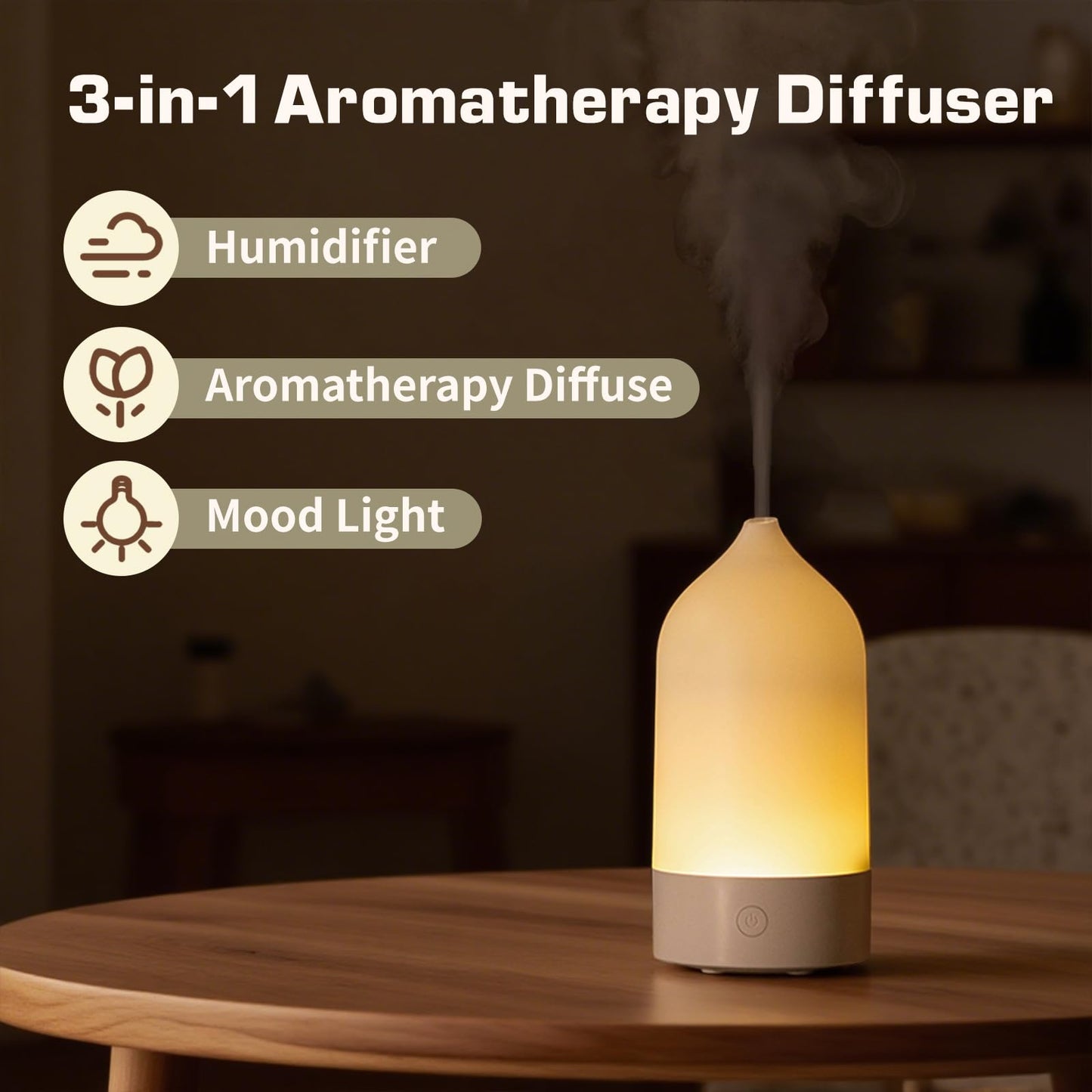 SIHUADON Essential Oil Diffuser 120ml – 3-in-1 Ultrasonic Humidifier with 7-Color Night Lights