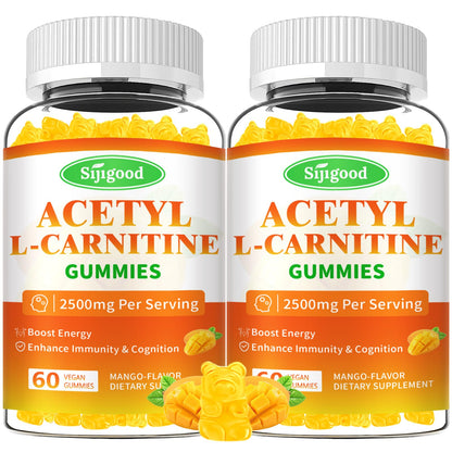 Sijigood 2 Pack Acetyl L-Carnitine Gummies – Energy, Focus & Immune Support (Mango Flavor, 120 Count)
