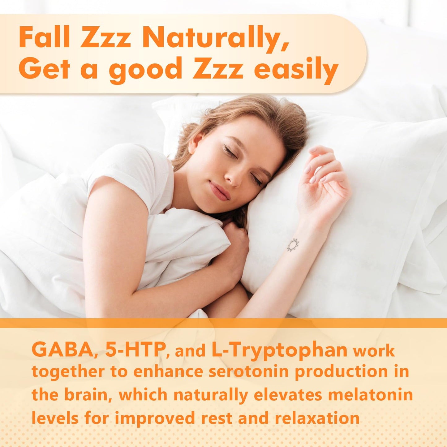 Sijigood GABA Gummies for Adults – Relaxation, Zzz & Mood Support | Sugar-Free Orange Gummies with L-Theanine, 5-HTP & Vitamin D3 | 60 Count