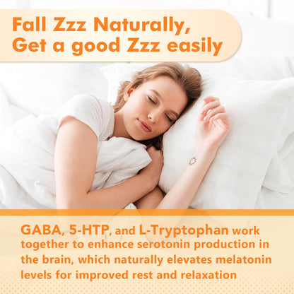 Sijigood GABA Gummies for Adults – Relaxation, Zzz & Mood Support | Sugar-Free Orange Gummies with L-Theanine, 5-HTP & Vitamin D3 | 60 Count