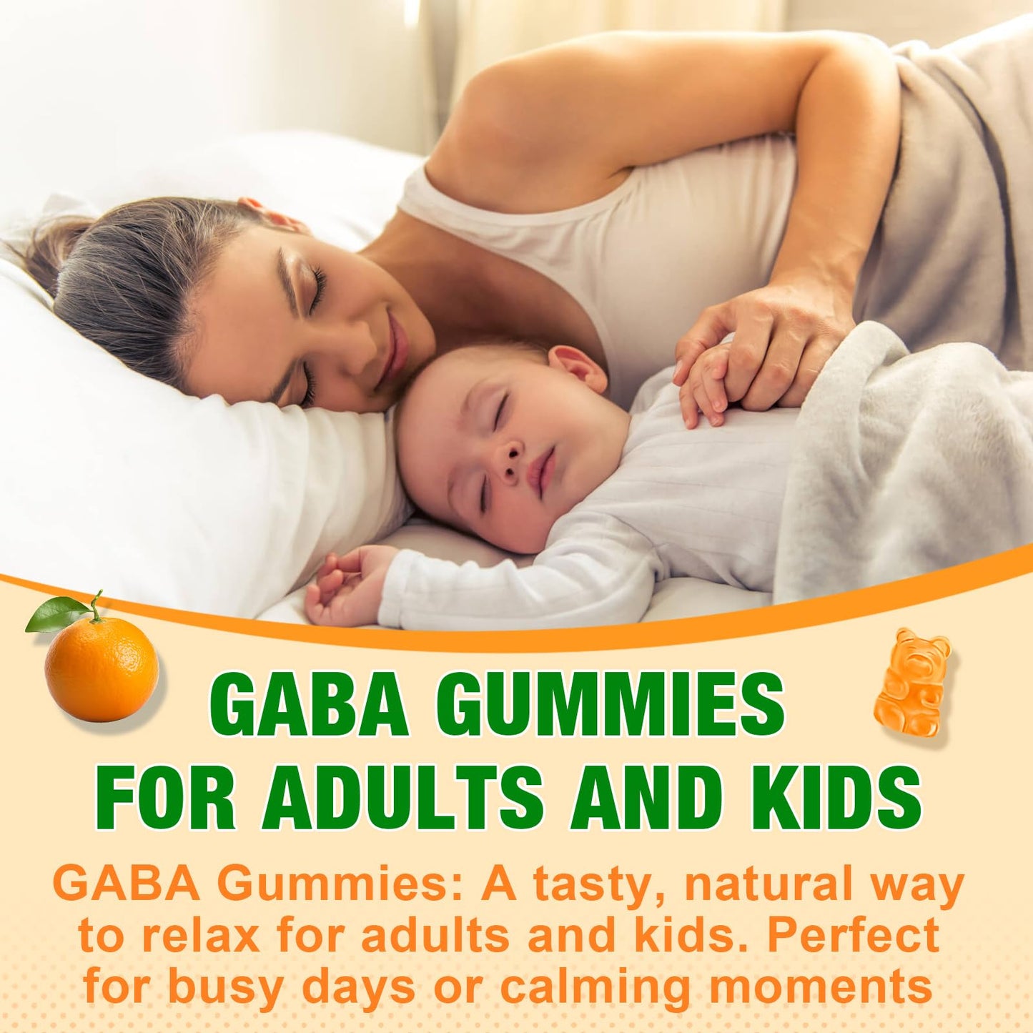Sijigood GABA Gummies for Adults – Relaxation, Zzz & Mood Support | Sugar-Free Orange Gummies with L-Theanine, 5-HTP & Vitamin D3 | 60 Count