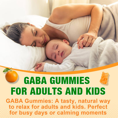 Sijigood GABA Gummies for Adults – Relaxation, Zzz & Mood Support | Sugar-Free Orange Gummies with L-Theanine, 5-HTP & Vitamin D3 | 60 Count