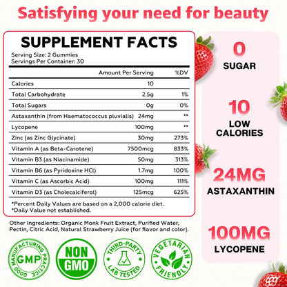 SijiGood Tanning Gummies - Sugar Free Self Tanning for Women & Men, Strawberry Flavor (60 Count)