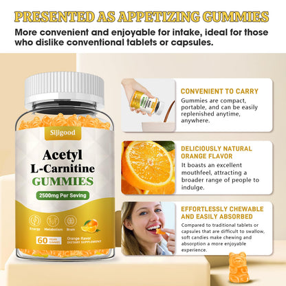 Sijigood 2 Pack Acetyl L-Carnitine Supplement – Natural Energy & Immunity (Orange, Vegan) 120 Count