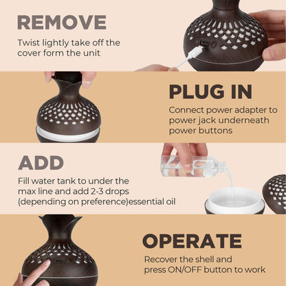 Mini Humidifier for Desk & Bedroom — 300ml Aromatherapy Diffuser with Quiet Night Light
