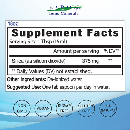 Eidon Liquid Silica Mineral Concentrate – Hair, Skin & Nails, Collagen Support (18 oz)