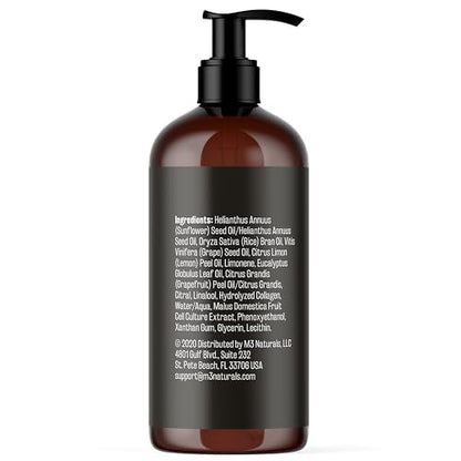 Anti Cellulite Massage Oil & Silicone Body Brush — Collagen & Stem Cell Skin Tightening, 8 fl oz by M3 Naturals