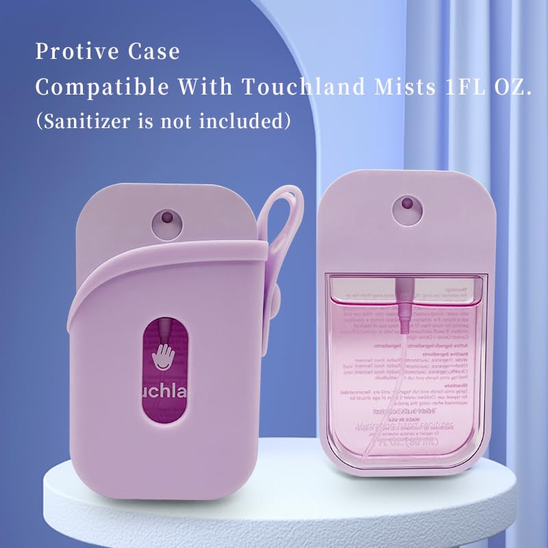 Silicone Case with Keychain for Touchland Power Mist & Glow Mist 1 oz - Purple
