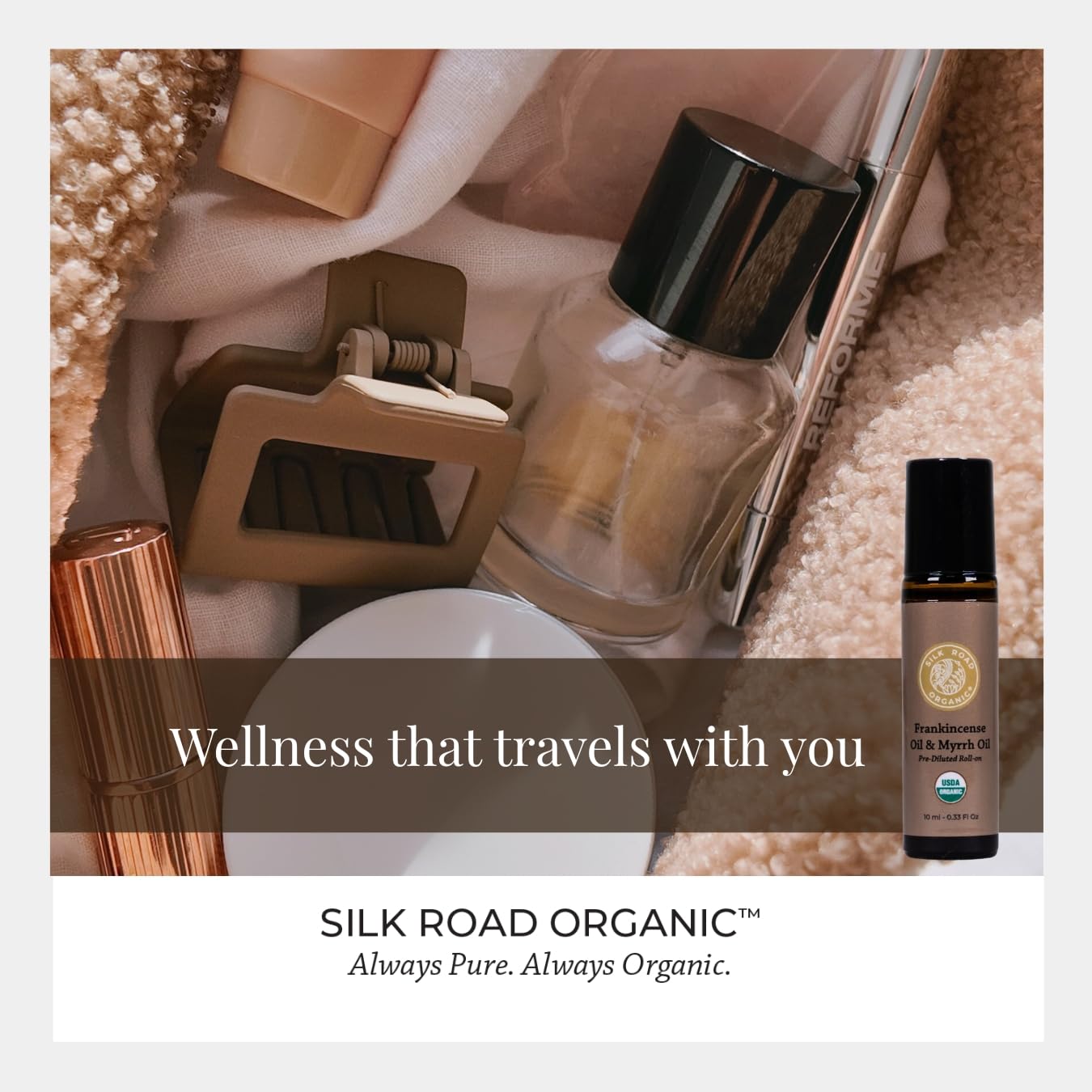 Silk Road Organic Frankincense & Myrrh Roll-On, USDA Certified, 10 ml
