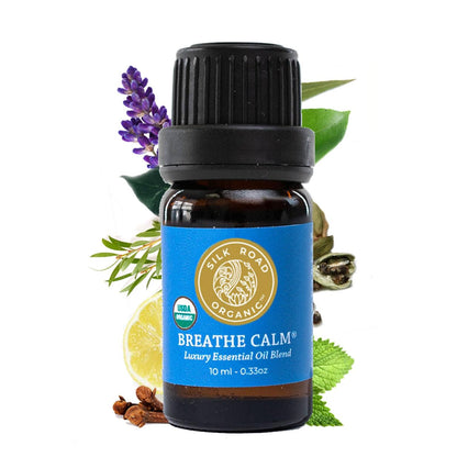 Silk Road Breathe Calm Essential Oil Blend – 100% Pure, USDA Organic, 10ml