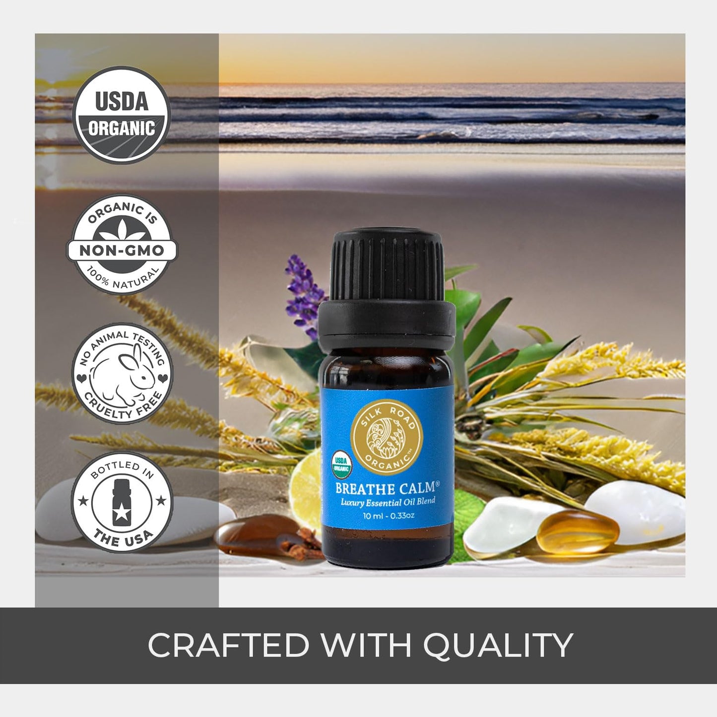 Silk Road Breathe Calm Essential Oil Blend – 100% Pure, USDA Organic, 10ml