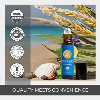 Silk Road Breathe Calm Essential Oil Roll-On – 100% Pure USDA Organic, 10 ml