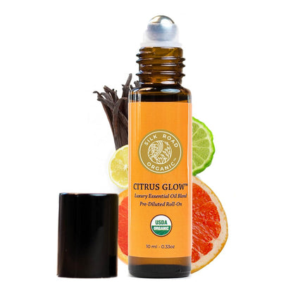 Silk Road Organic Citrus Glow Essential Oil Roll-On – 100% Pure USDA Organic Citrus & Vanilla, 10 ml