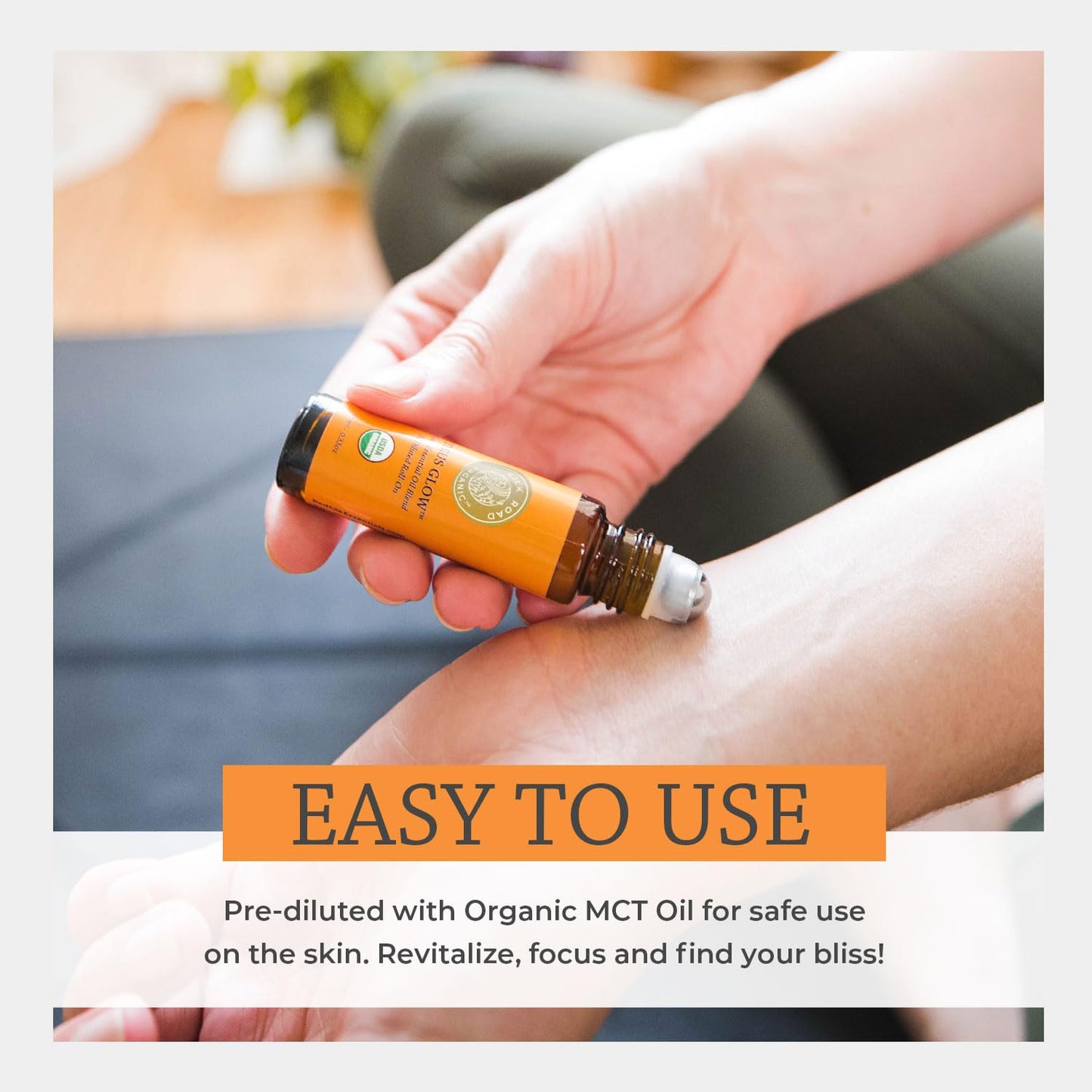 Silk Road Organic Citrus Glow Essential Oil Roll-On – 100% Pure USDA Organic Citrus & Vanilla, 10 ml