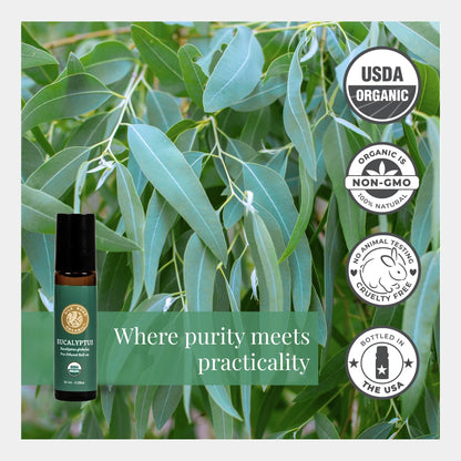 Silk Road Organic Eucalyptus Essential Oil Roll-On – USDA Certified Organic, 10 ml