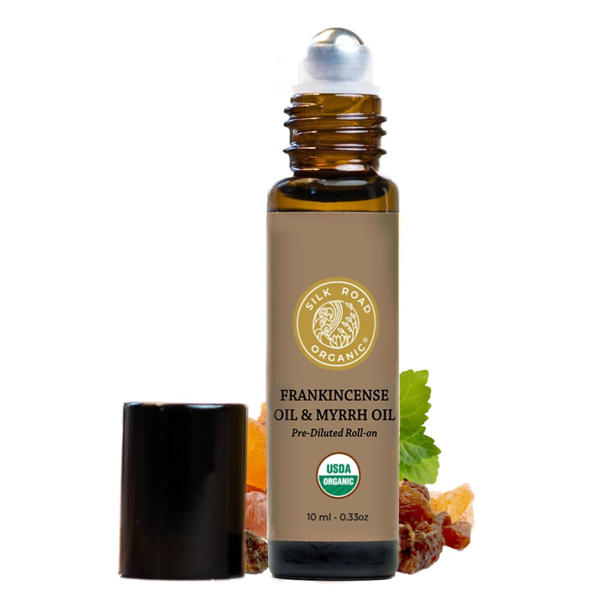 Silk Road Organic Frankincense & Myrrh Roll-On, USDA Certified, 10 ml
