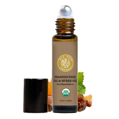 Silk Road Organic Frankincense & Myrrh Roll-On, USDA Certified, 10 ml
