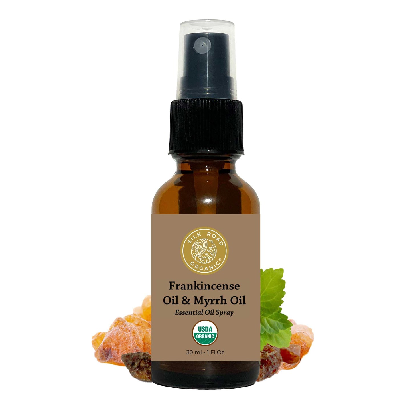 Silk Road Frankincense & Myrrh Essential Oil Spray – 1 oz, 100% Pure, USDA Organic