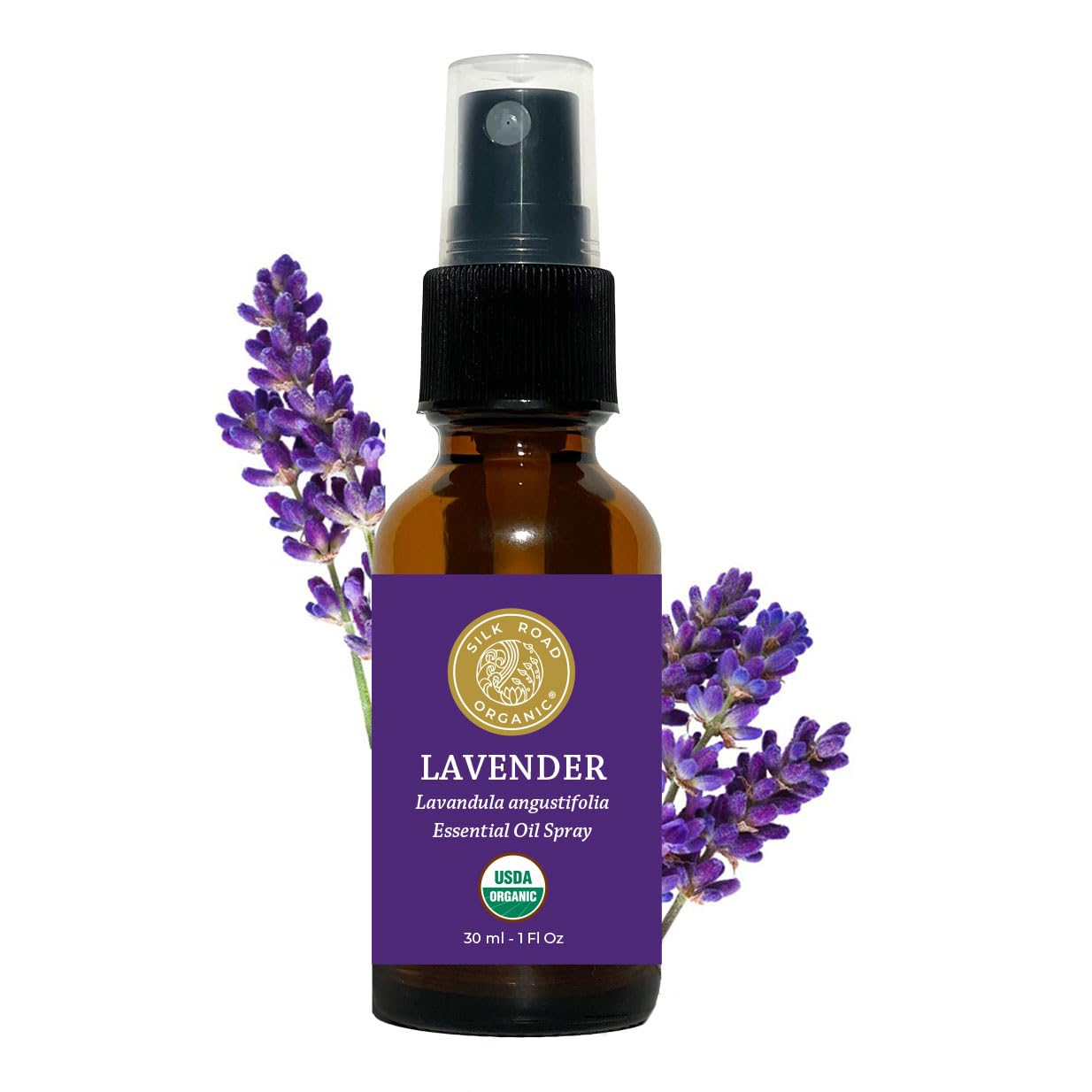 Silk Road Organic Lavender Essential Oil Spray – 1 oz, 100% Pure & USDA Certified Organic
