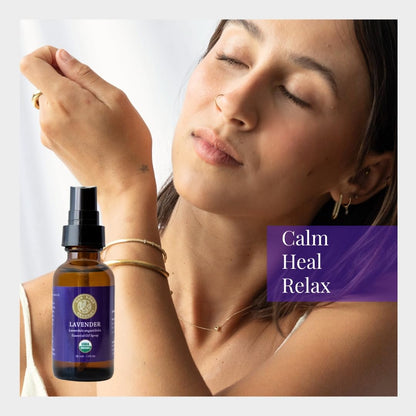 Silk Road Organic Lavender Essential Oil Spray – 1 oz, 100% Pure & USDA Certified Organic