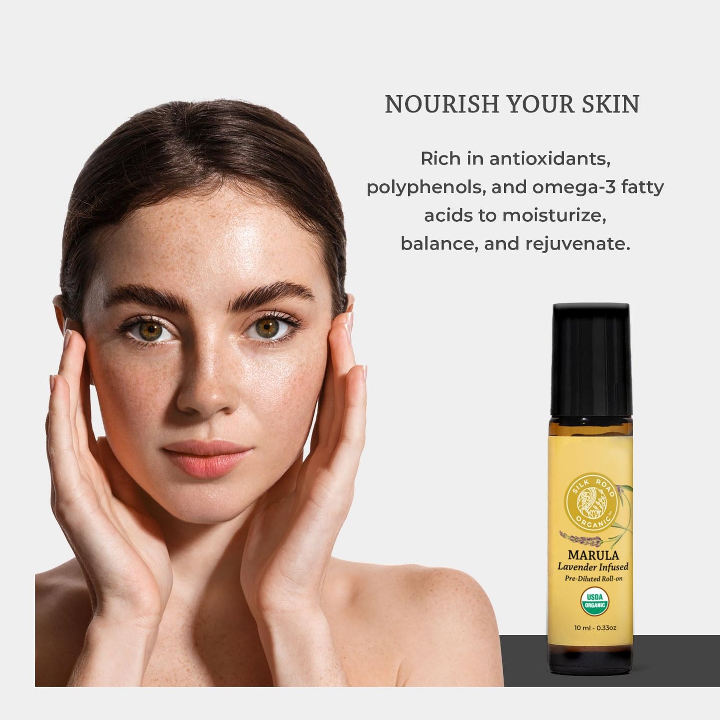 Silk Road Organic Marula Oil & Lavender Roll On – USDA Certified Organic, 10 ml