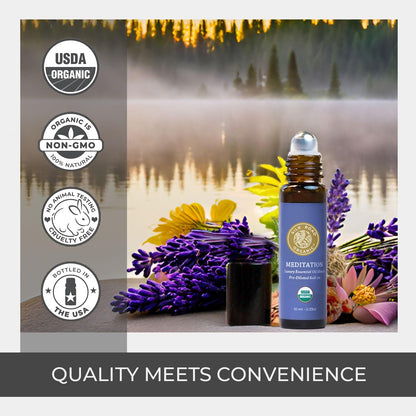 Silk Road Organic Meditation Essential Oil Roll-On – 100% Pure USDA Organic, 10ml – Chakra Healing & Mindfulness