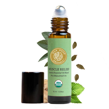 Silk Road Organic Muscle Relief Roller – USDA Organic Peppermint & Ginger 10 ml