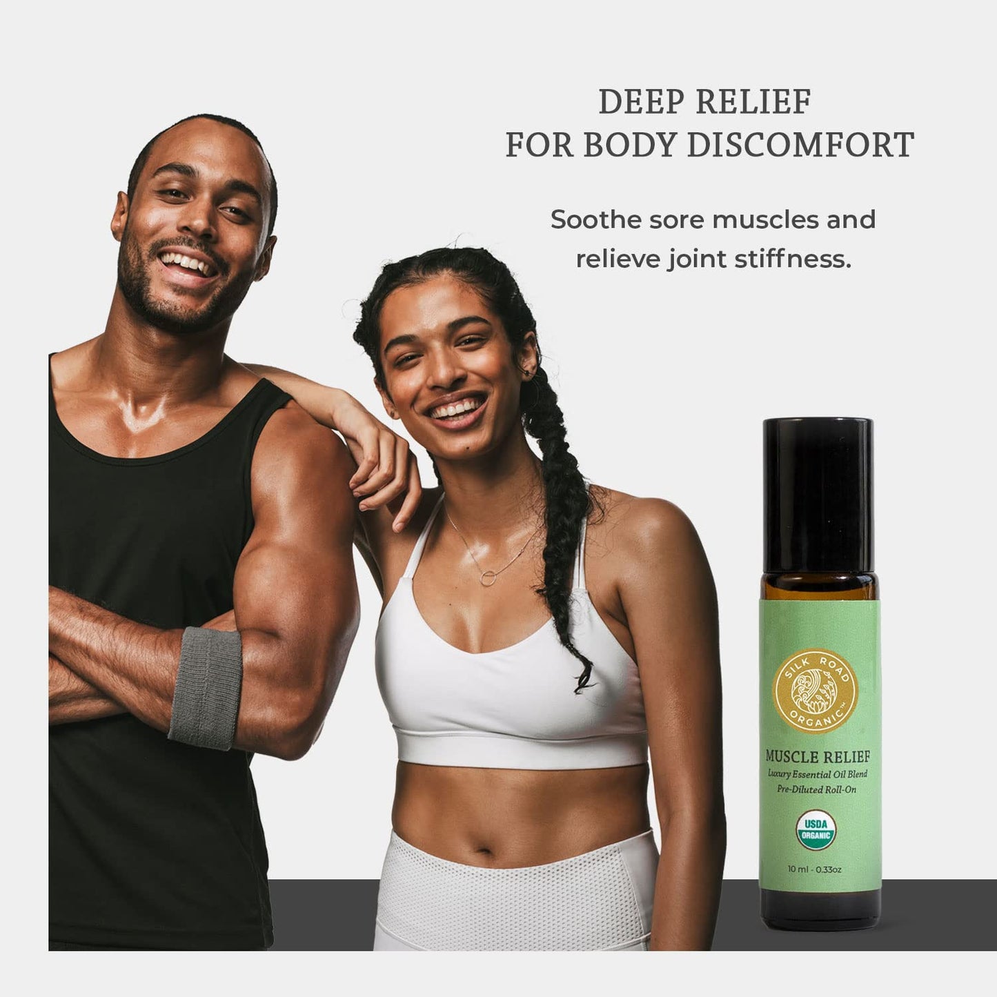 Silk Road Organic Muscle Relief Roller – USDA Organic Peppermint & Ginger 10 ml