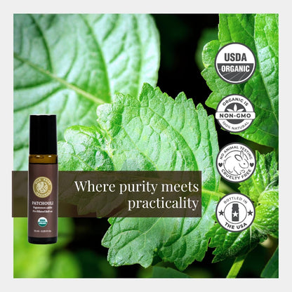 Silk Road Patchouli Essential Oil Roll-On – USDA Organic, 10 ml Aromatherapy