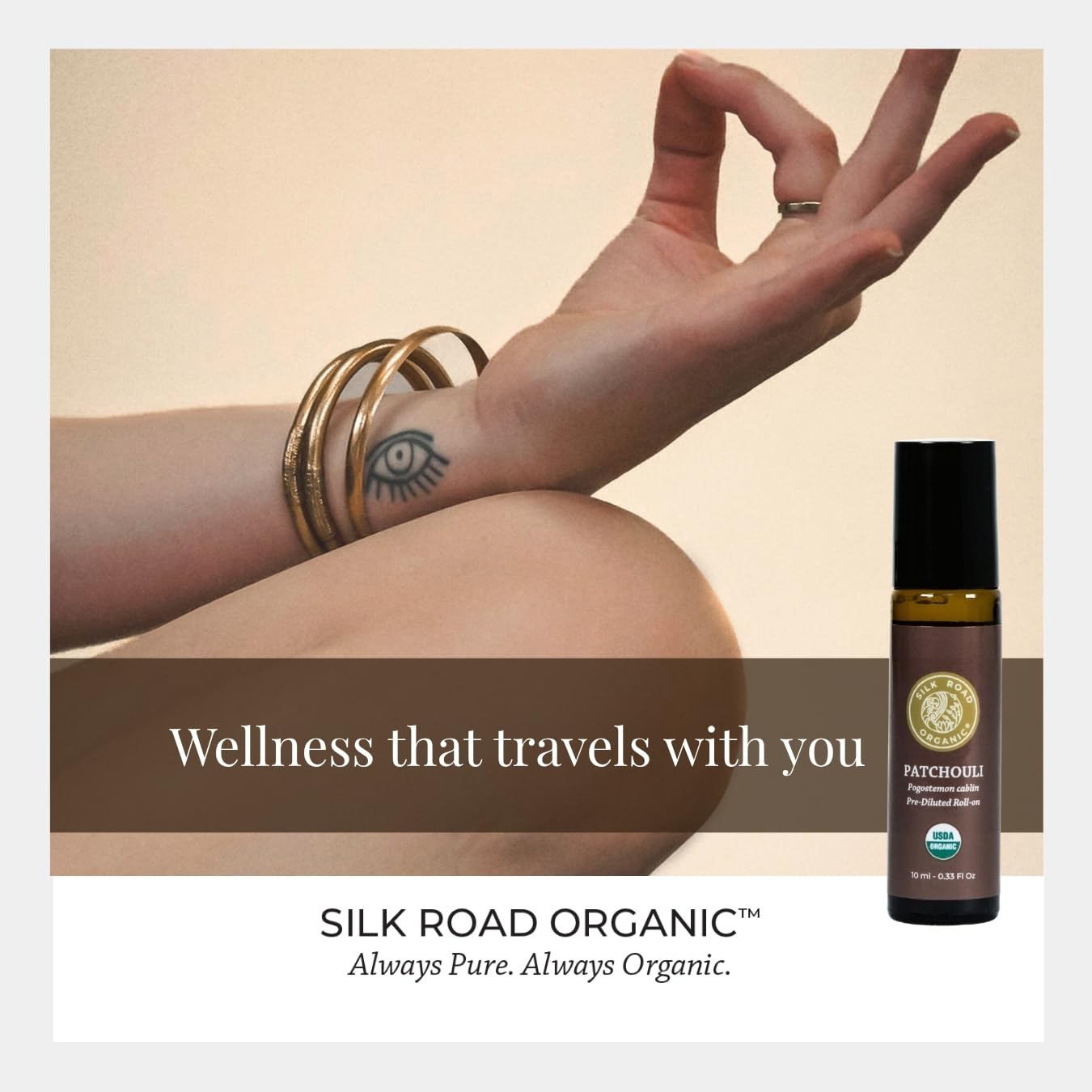 Silk Road Patchouli Essential Oil Roll-On – USDA Organic, 10 ml Aromatherapy