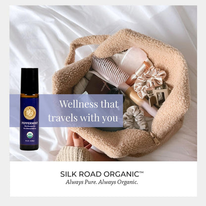Silk Road Organic Peppermint Essential Oil Roll-On – USDA Certified, 10 ml
