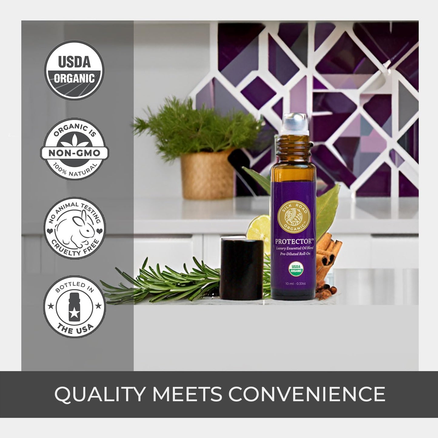 Silk Road Protector Essential Oil Roll-On – Thieves Immunity Blend, USDA Organic, 10 ml