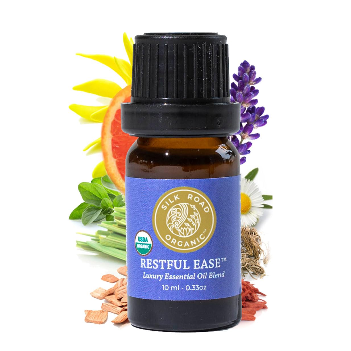Silk Road Organic Restful Ease Essential Oil Blend 10 ml - Sleep & Stress Relief